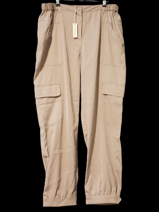 Max Studio Pants - Max Studio Khaki Cargo Jogger Pants Button Cuffs Side Elastic Waist Women’s XL
